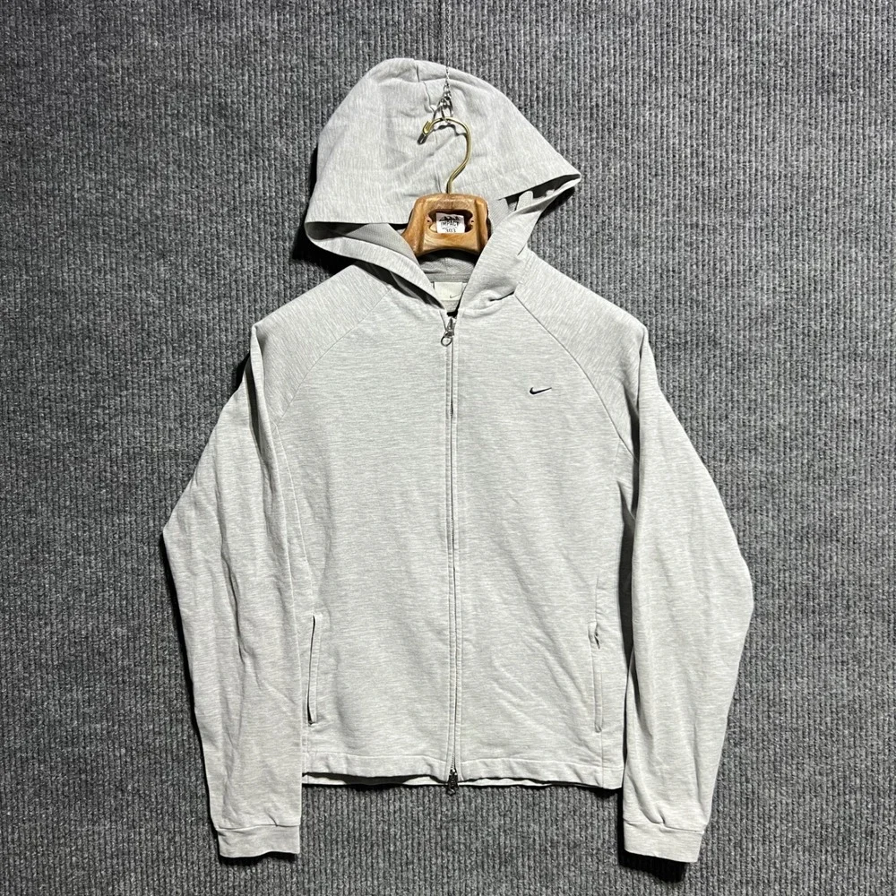 Vintage Nike Full Zip Hoodie Kids Size L 12-14 Grey Swoosh Logo‎ Athletic Y2K